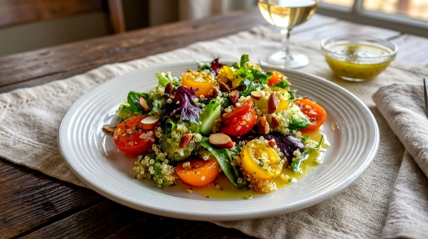 Färsk vårquinoasallad med citronvinägrett | Fräsch och lätt vårsallad - traditionellt Svensk Vårsallader recept, perfekt till vardagsmiddag